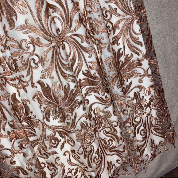 Marchesa Notte Prom Gown Embroidered Lace Formal Cream & Gold Maxi Dress 6 NWT - Picture 15 of 16